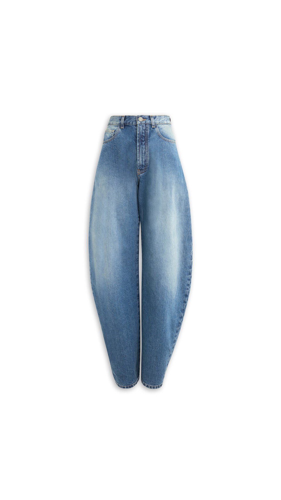 ALA&Iuml;A BARREL-LEG JEANS IN FADED DENIM VINTAGE BLUE