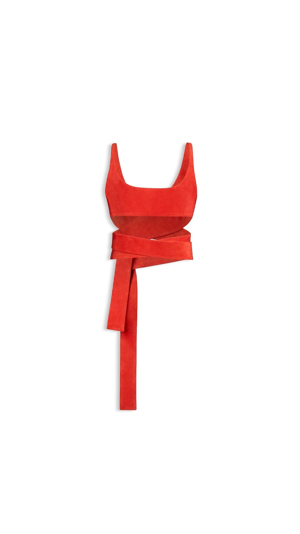 ALA&Iuml;A VELVET GOATSKIN WRAPPED TOP BLOOD ORANGE - View 2