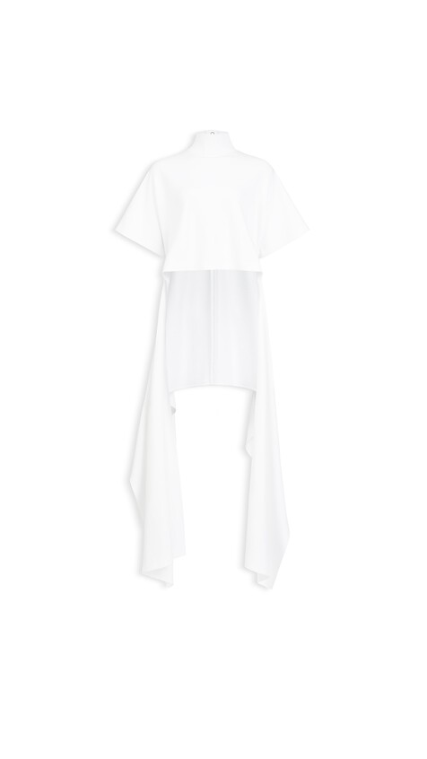 ALA&Iuml;A ASYMMETRIC COTTON JERSEY T-SHIRT WHITE