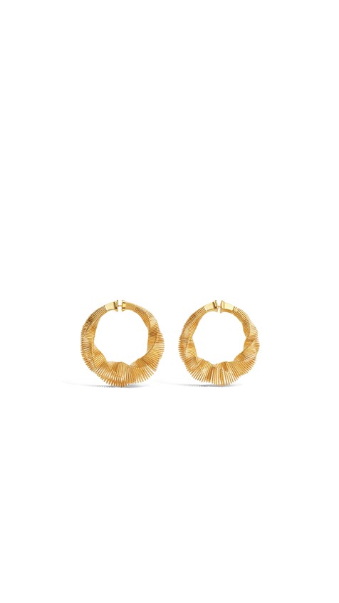 ALA&Iuml;A SQUARE SPIRAL SMALL HOOPS YELLOW GOLD METALS