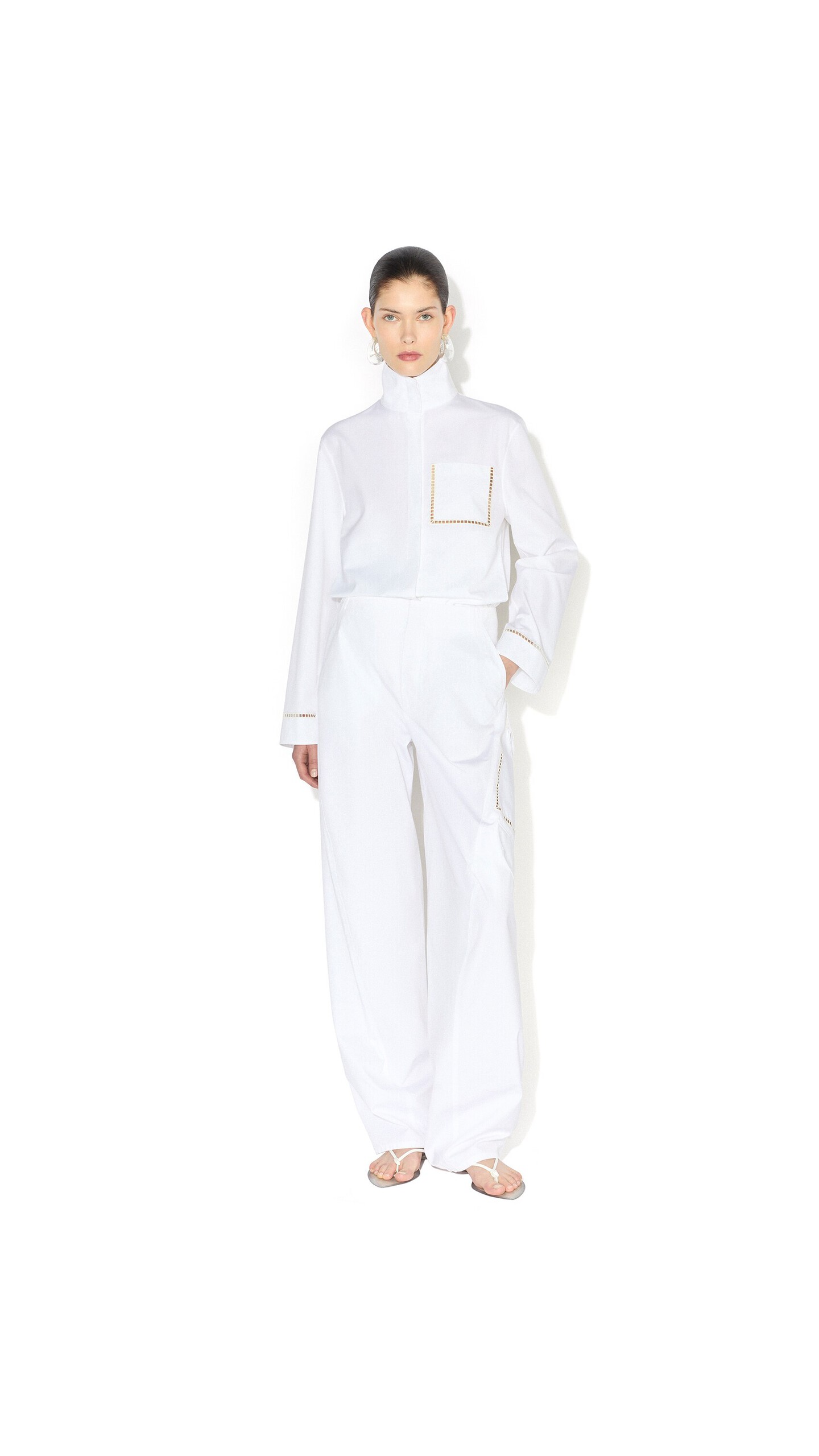 ALA&Iuml;A POPLIN CARGO PANTS WHITE - View 2