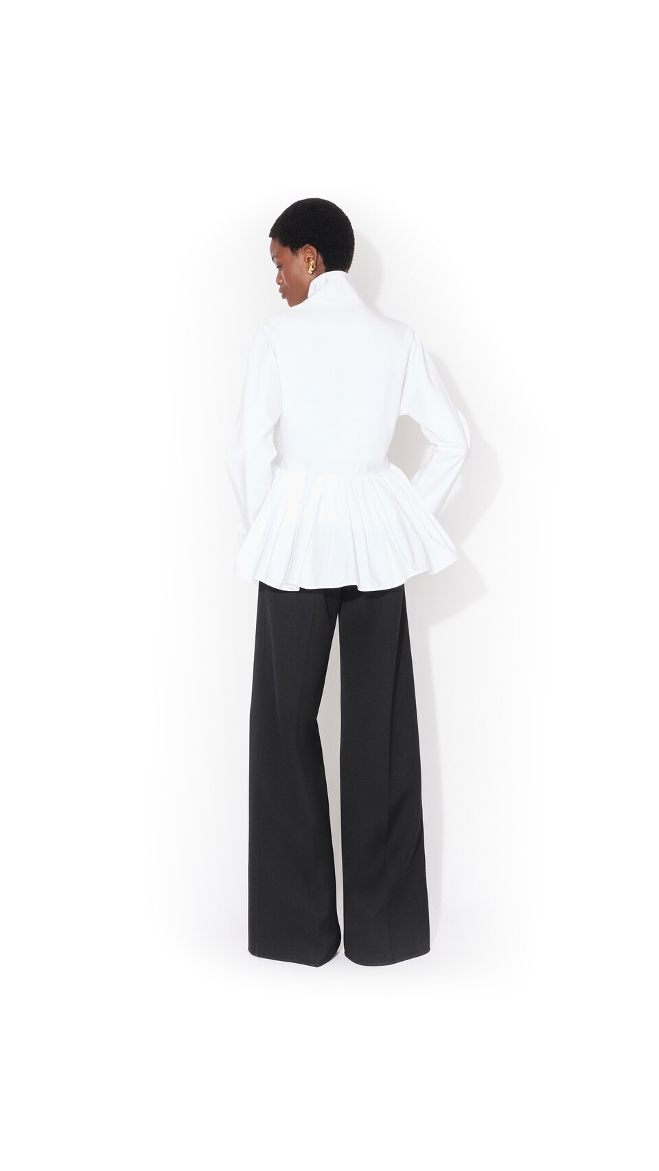ALA&Iuml;A COTTON POPLIN PEPLUM JACKET WHITE - View 3