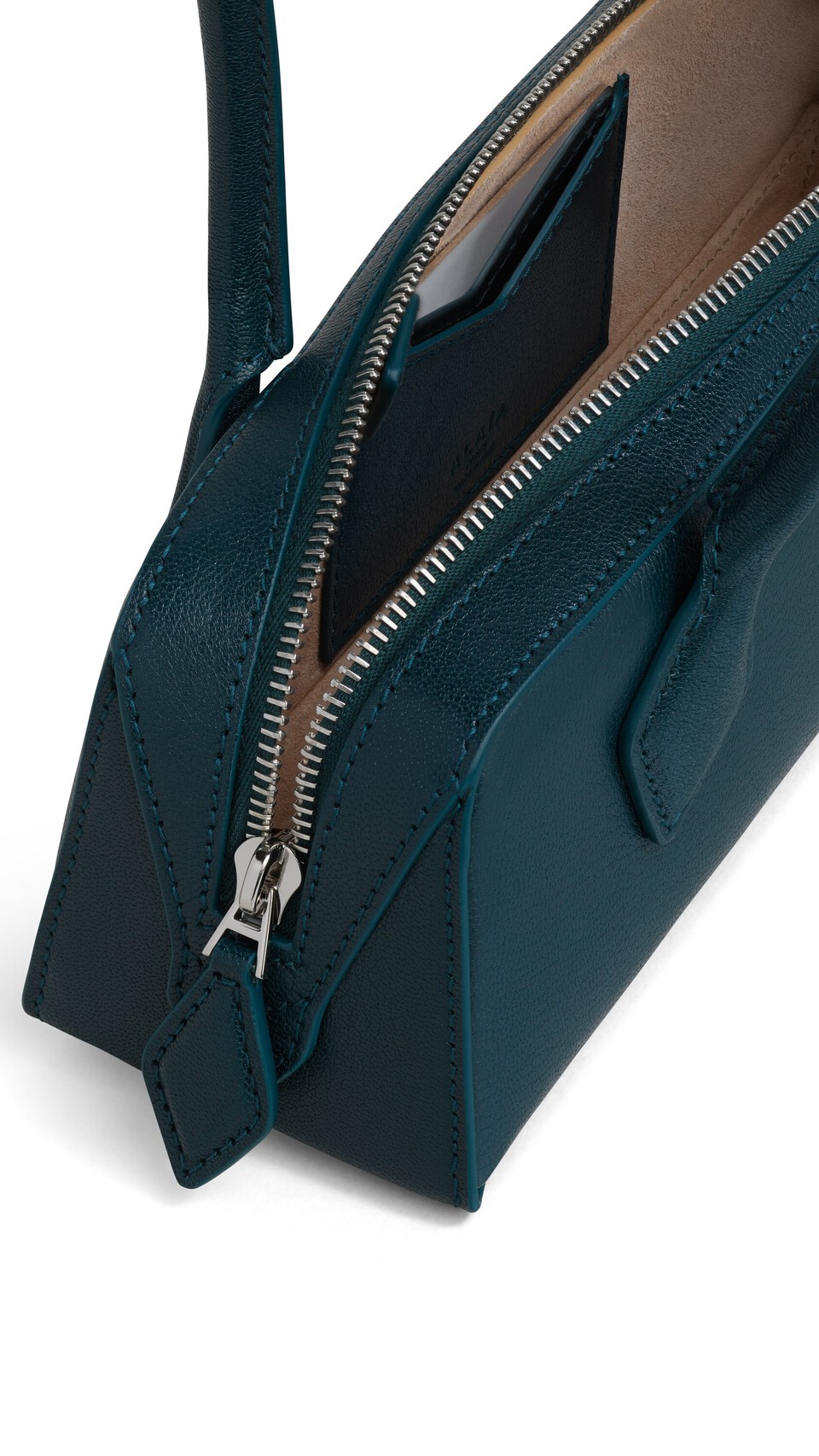 ALA&Iuml;A LE TECKEL SMALL BAG IN LEATHER PEACOCK BLUE - View 3