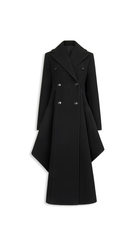 ALA&Iuml;A WOOL PRINCESS COAT BLACK
