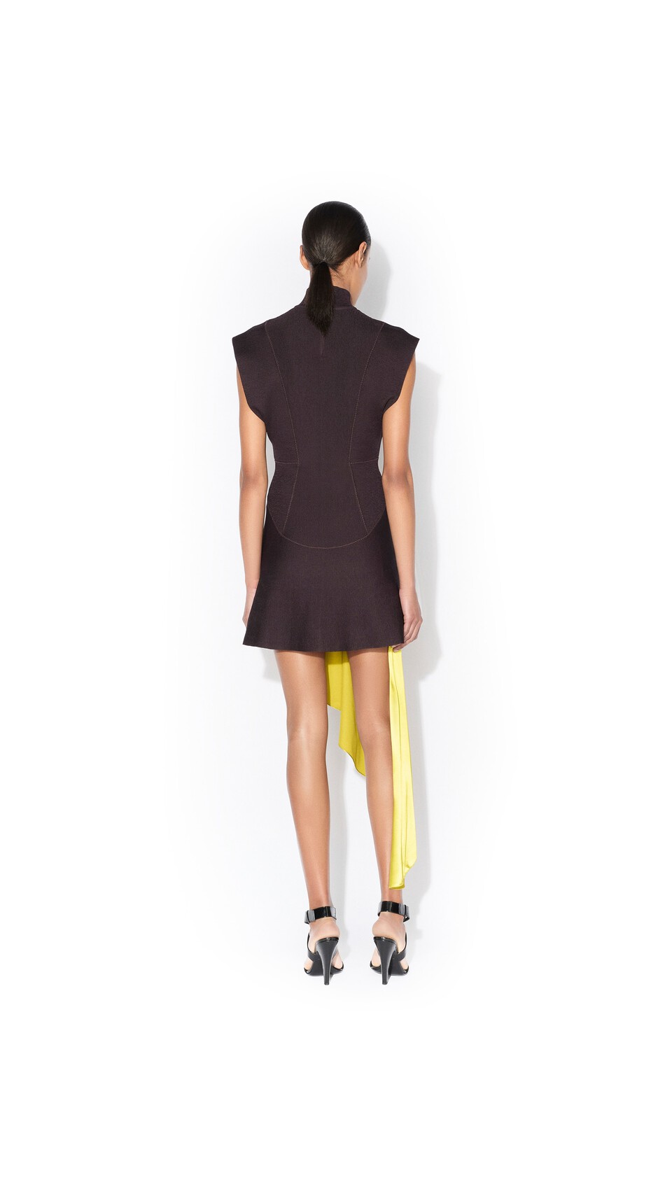 ALA&Iuml;A SILK KNIT SHORT DRESS EGGPLANT - View 3