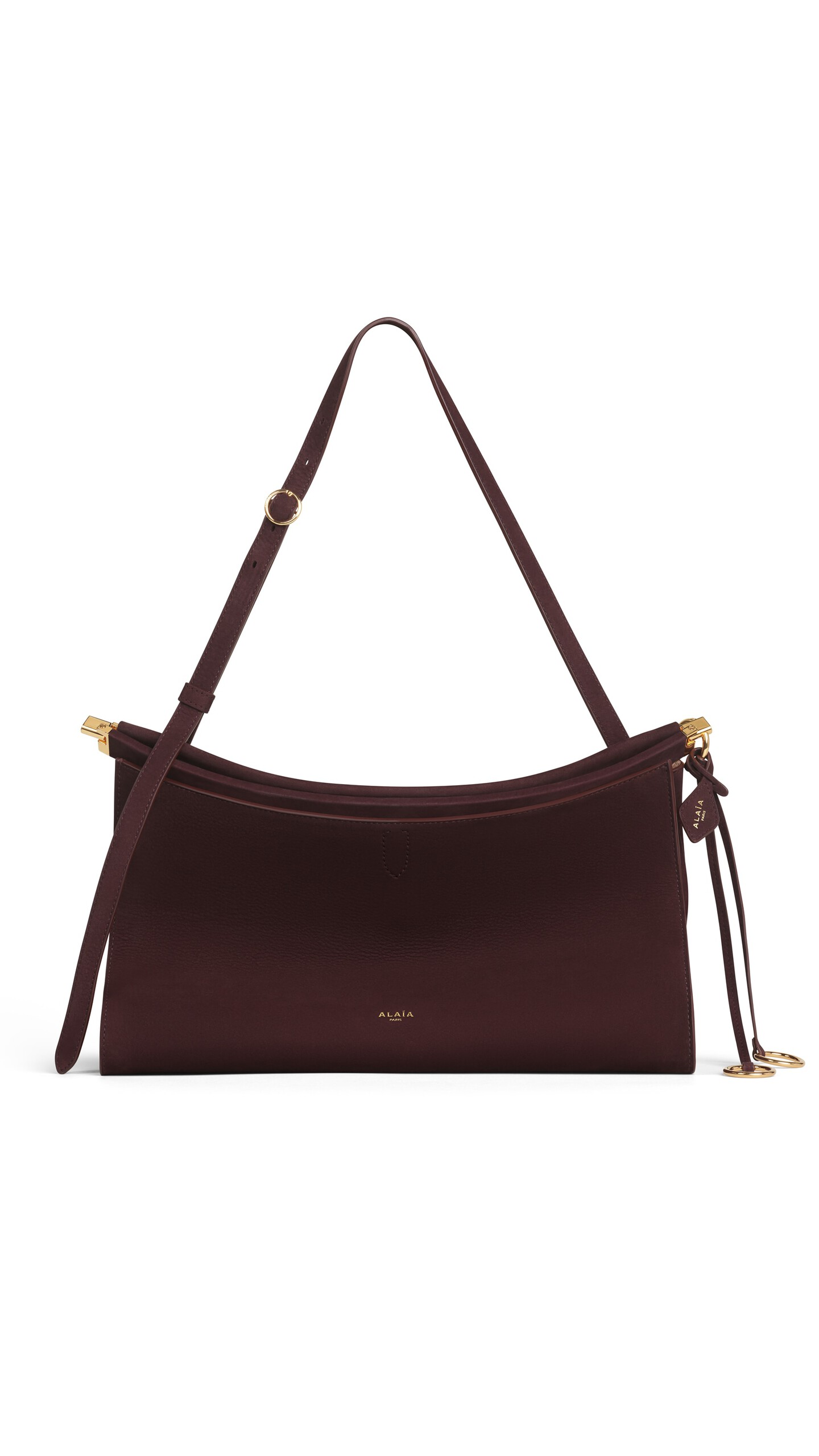 ALA&Iuml;A LE CLICK POCKET 35 BAG IN NUBUCK BORDEAUX