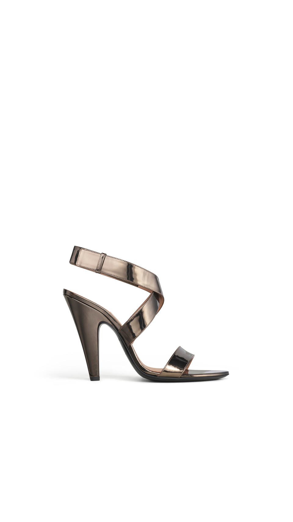 ALA&Iuml;A CONE SANDALS IN MIRROR FABRIC METAL BROWN