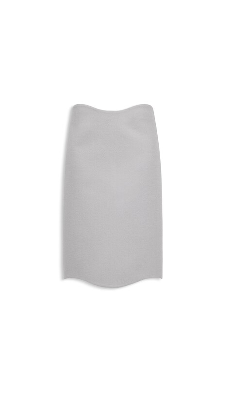 ALA&Iuml;A CURVED WOOL CREPE SKIRT GREY