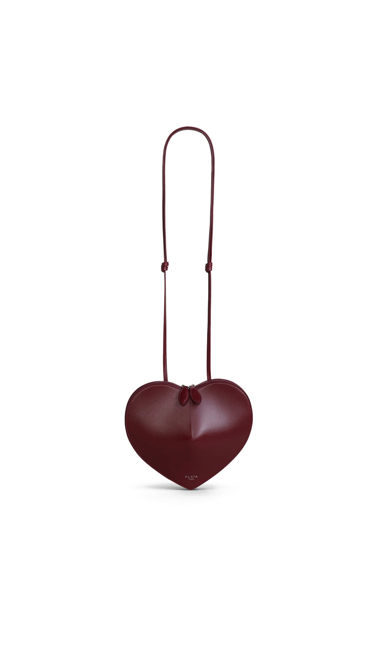 ALA&Iuml;A LE C&OElig;UR BAG IN CALFSKIN GARNET RED