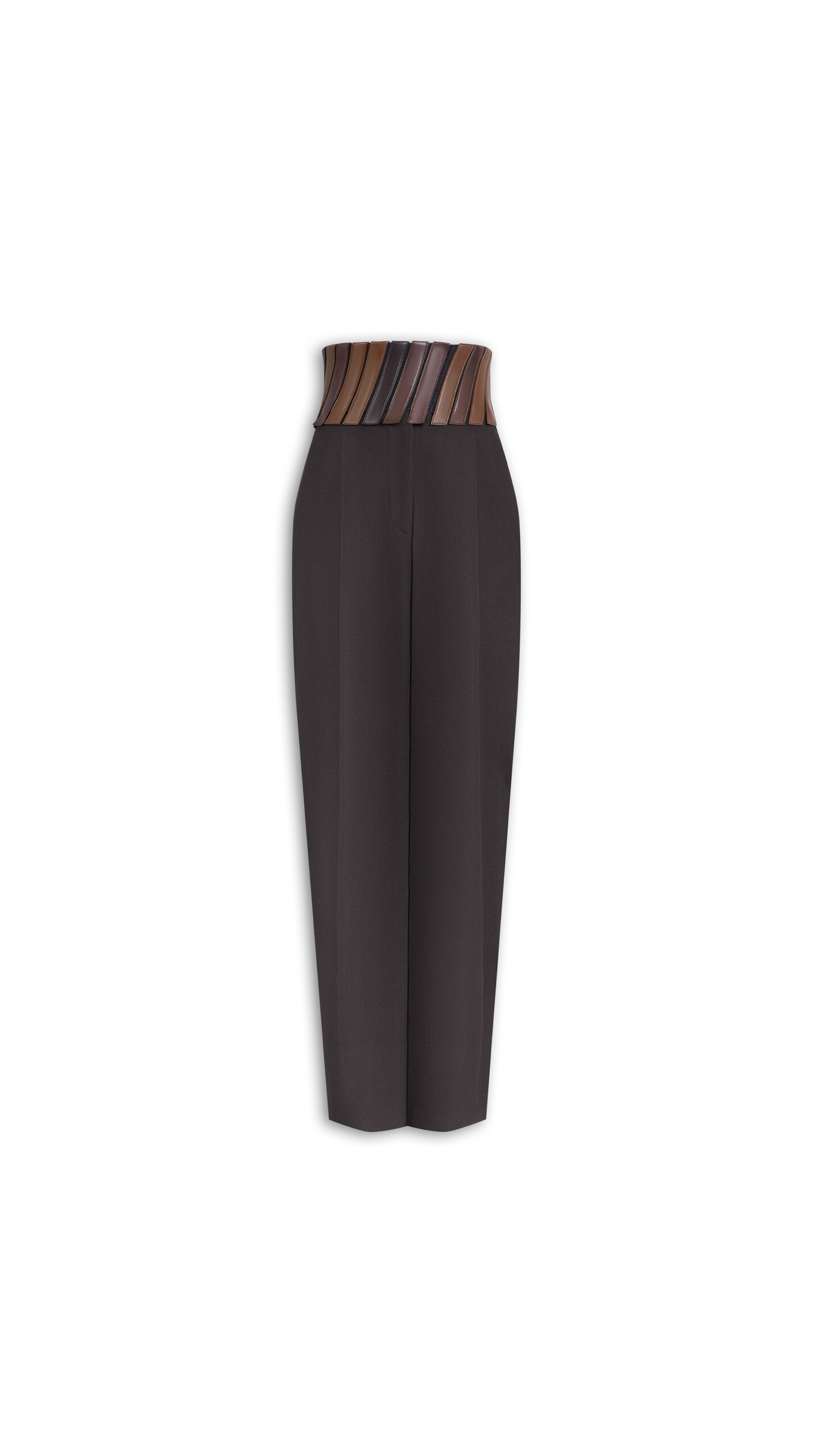 ALA&Iuml;A BELT WOOL GABARDINE PANTS EBENE
