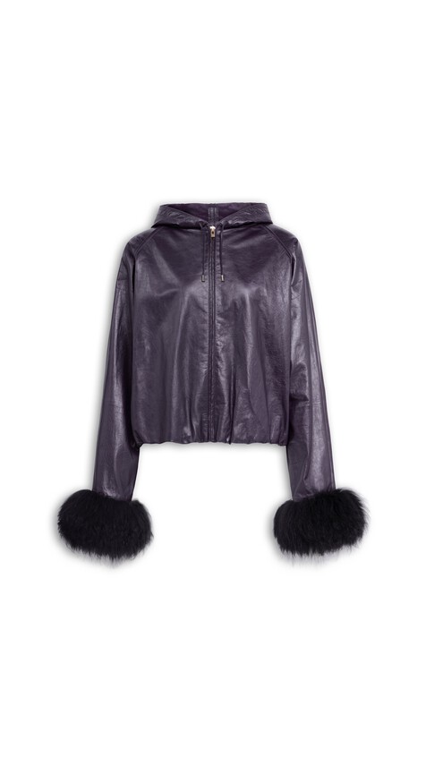 LEATHER HOODED WINDJACKET