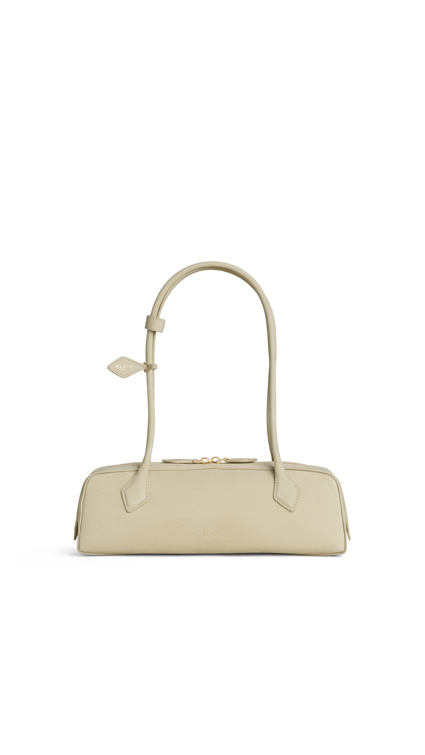 ALA&Iuml;A LE TECKEL MEDIUM BAG IN NUBUCK ALMOND GREEN