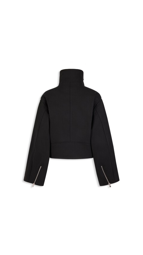 ALA&Iuml;A LAYERED COTTON BIKER JACKET BLACK - View 2