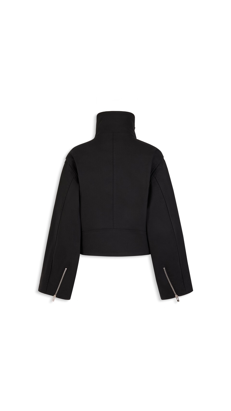 ALA&Iuml;A LAYERED COTTON BIKER JACKET BLACK - View 2