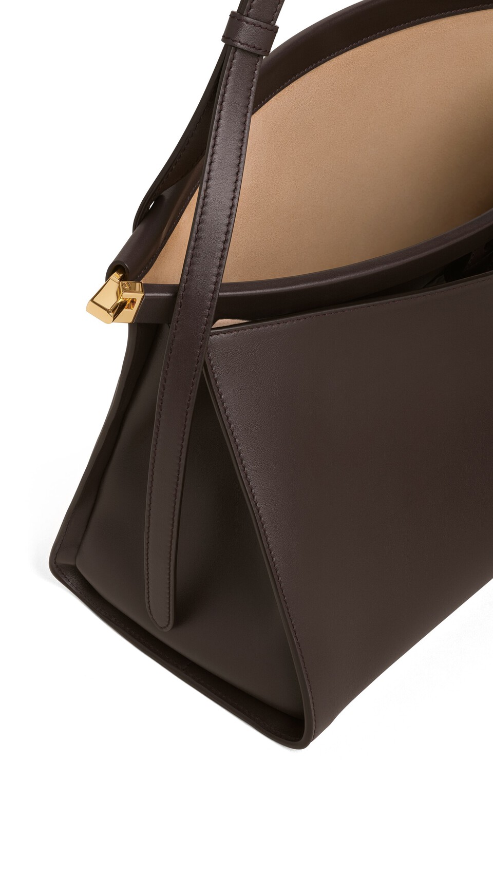 ALA&Iuml;A LE CLICK POCKET 35 BAG IN CALFSKIN DARK BROWN - View 3