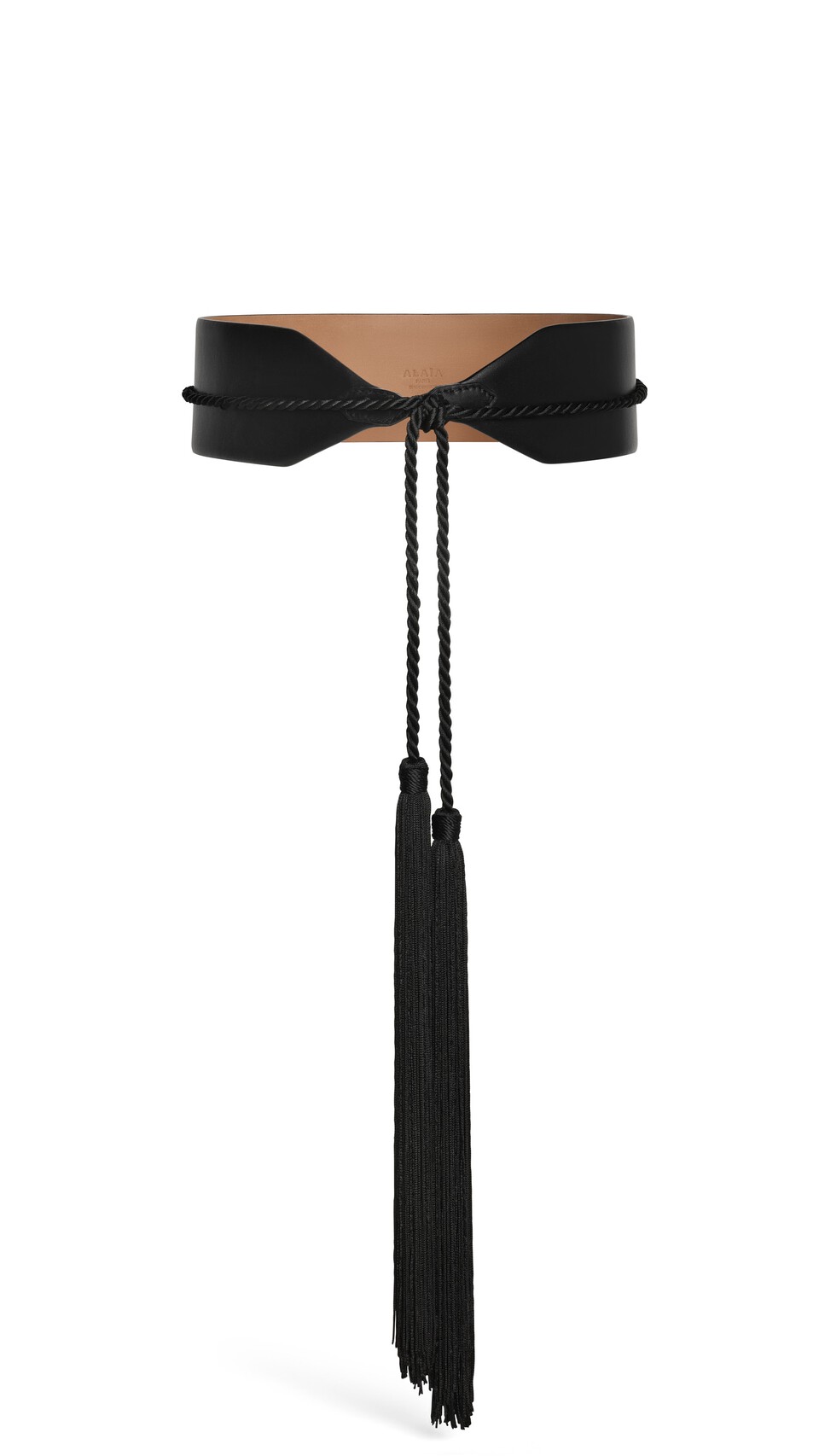 ALA&Iuml;A TASSEL BUSTIER BELT IN CALFSKIN BLACK - View 2