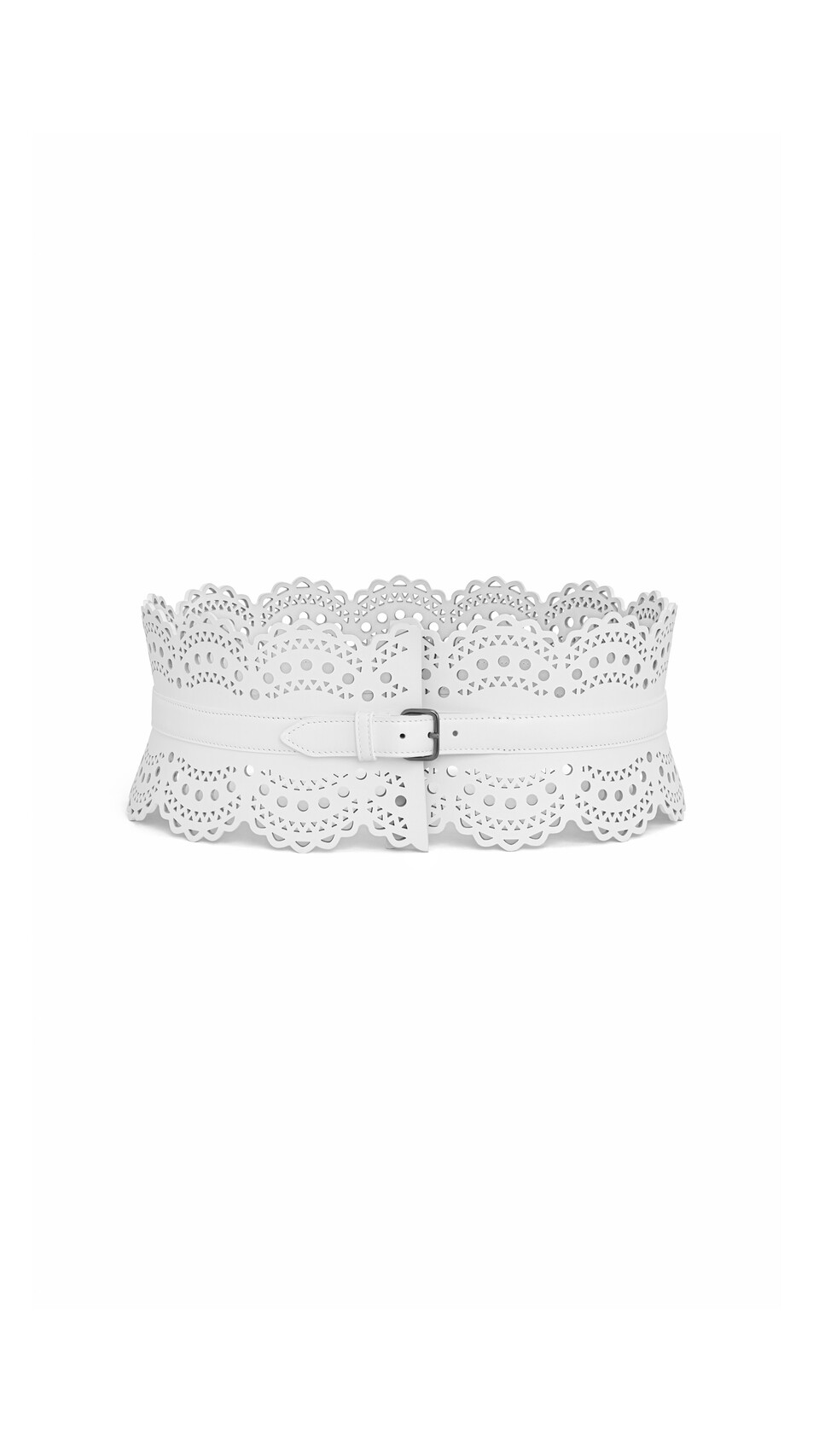 ALA&Iuml;A BUSTIER BELT IN VIENNE WAVE CALFSKIN OFF-WHITE