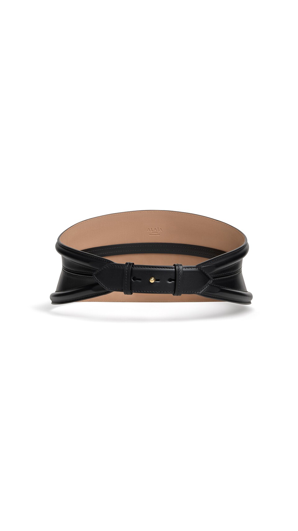 ALA&Iuml;A TUBE CORSET BELT IN CALFSKIN BLACK