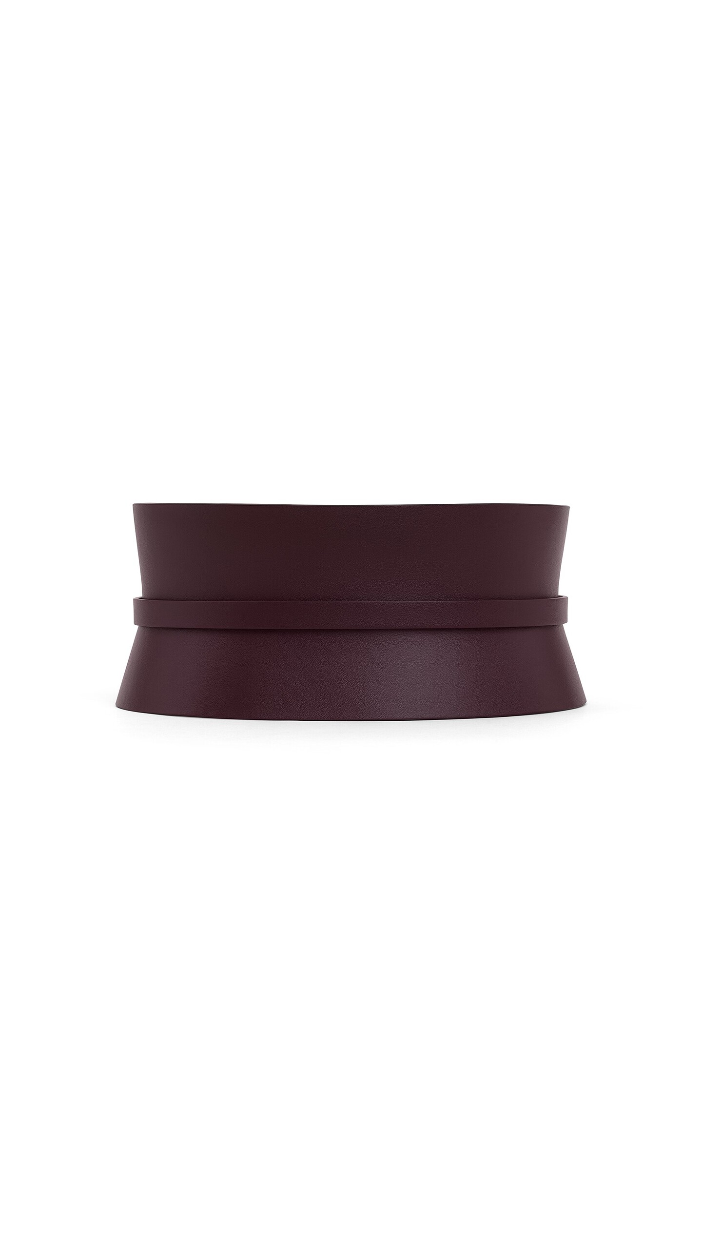 ALA&Iuml;A DOUBLE BUSTIER BELT IN CALFSKIN GARNET RED - View 2