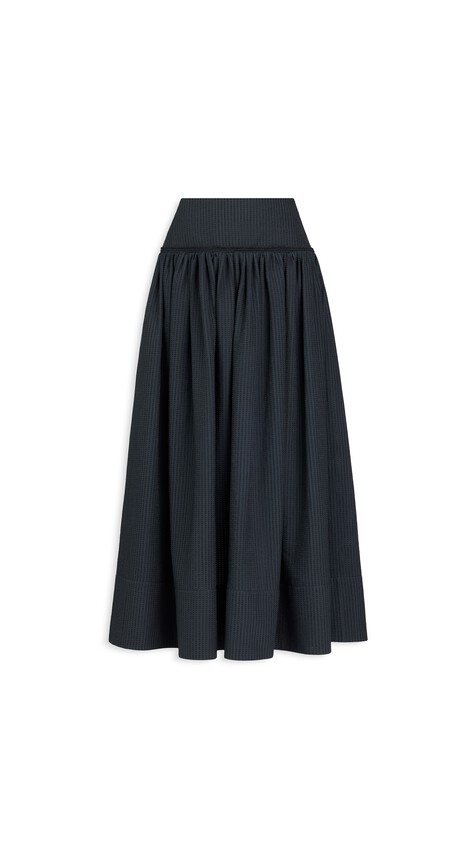 ALA&Iuml;A OPENWORK COTTON A-LINE SKIRT BLACK