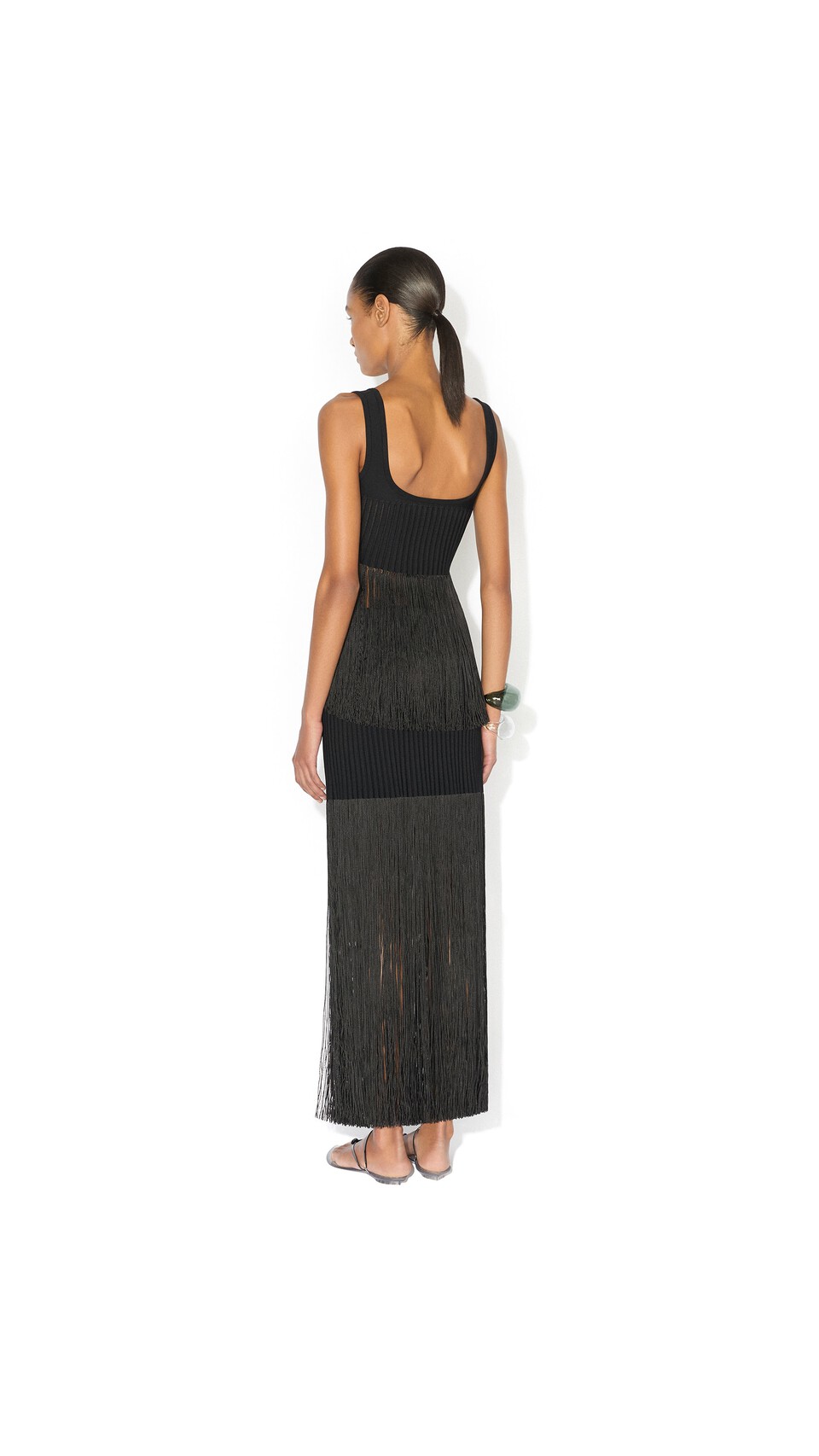 ALA&Iuml;A FRINGED KNIT TOP BLACK - View 3