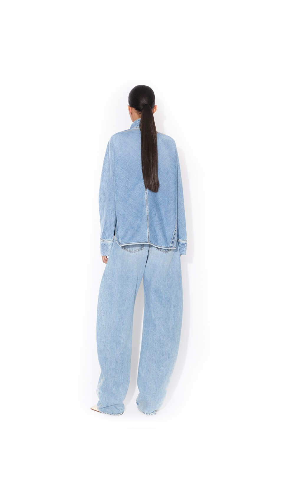 ALA&Iuml;A ZIP DENIM SHIRT CLOUDY BLUE - View 3