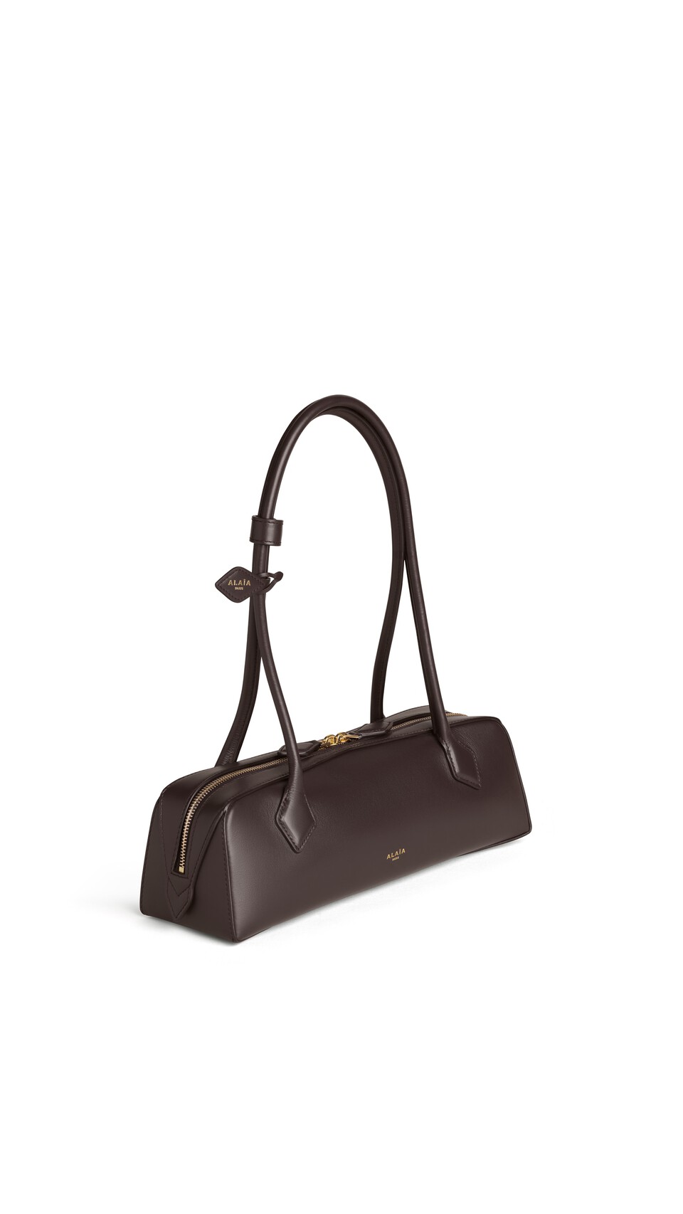 ALA&Iuml;A LE TECKEL MEDIUM BAG IN CALFSKIN DARK BROWN - View 2