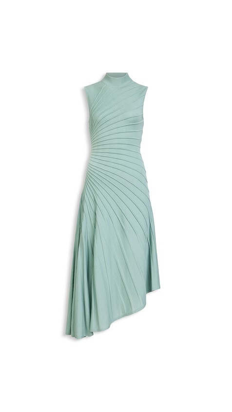 ALA&Iuml;A SCULPTING WOOL DRESS EUCALYPTUS GREEN