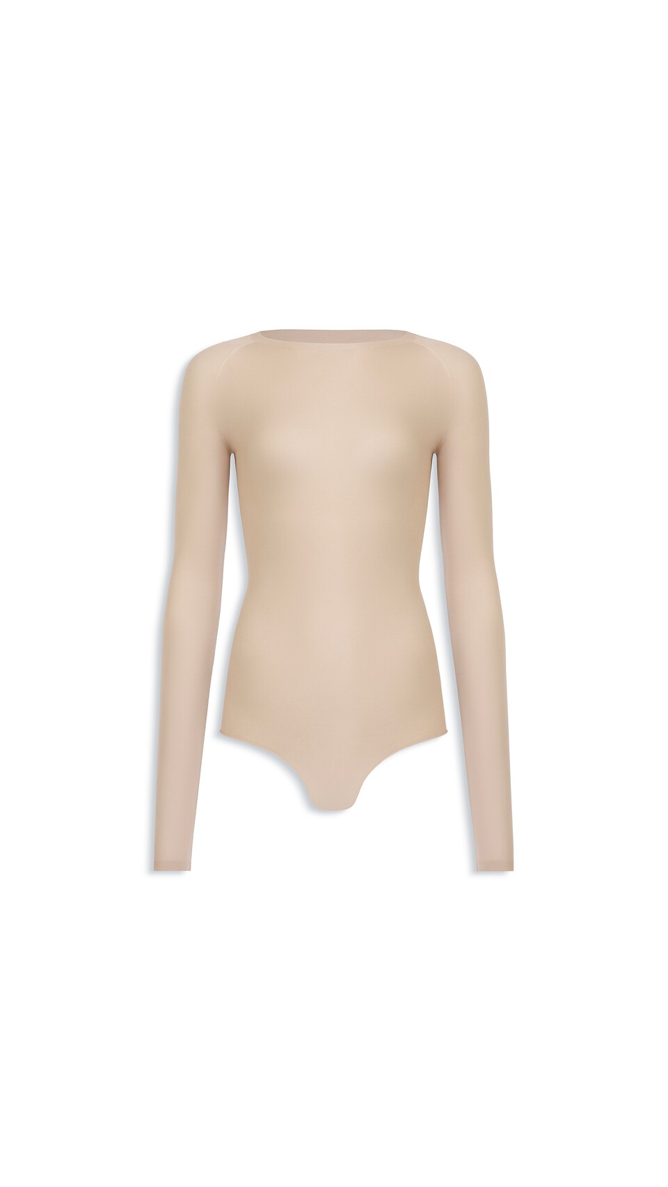 ALA&Iuml;A ROUND NECK SECOND-SKIN KNIT BODYSUIT BEIGE
