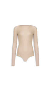 BEIGE - ALA&Iuml;A ROUND NECK SECOND-SKIN KNIT BODYSUIT
