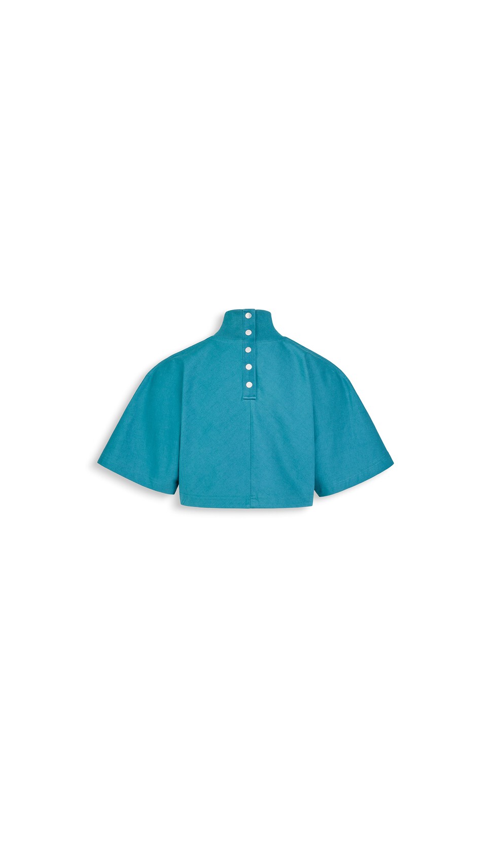 ALA&Iuml;A CROPPED COTTON JERSEY T-SHIRT DUCK BLUE - View 2