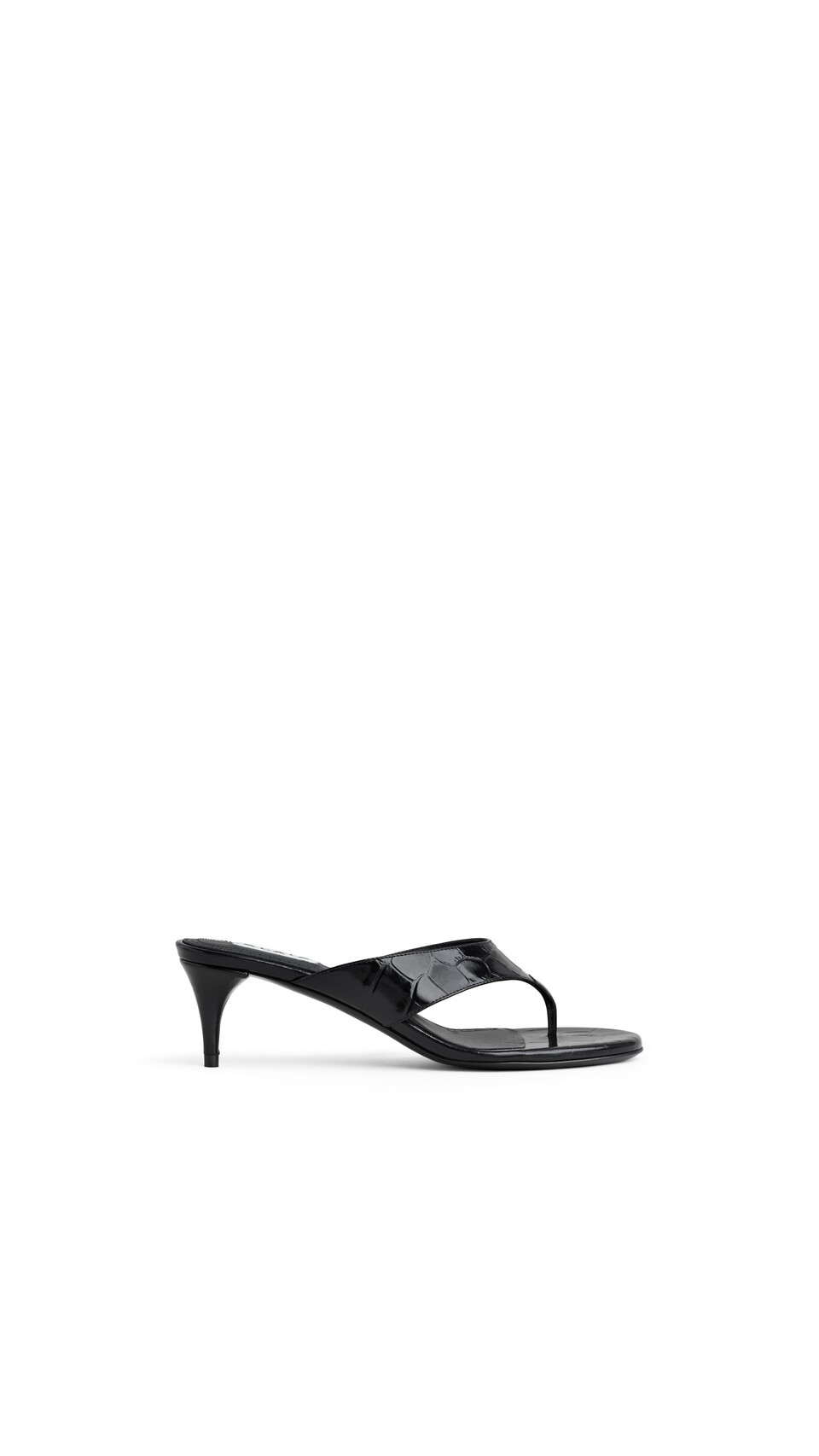 ALA&Iuml;A MULES TONG IN CROCODILE EMBOSSED CALFSKIN BLACK