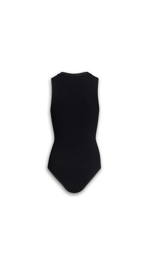 SLEEVELESS RIBBED KNIT BODYSUIT