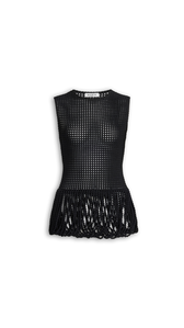 BLACK - ALA&Iuml;A BEAD KNIT PEPLUM TOP