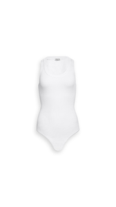 WHITE - ALA&Iuml;A SLEEVELESS RIBBED KNIT BODYSUIT