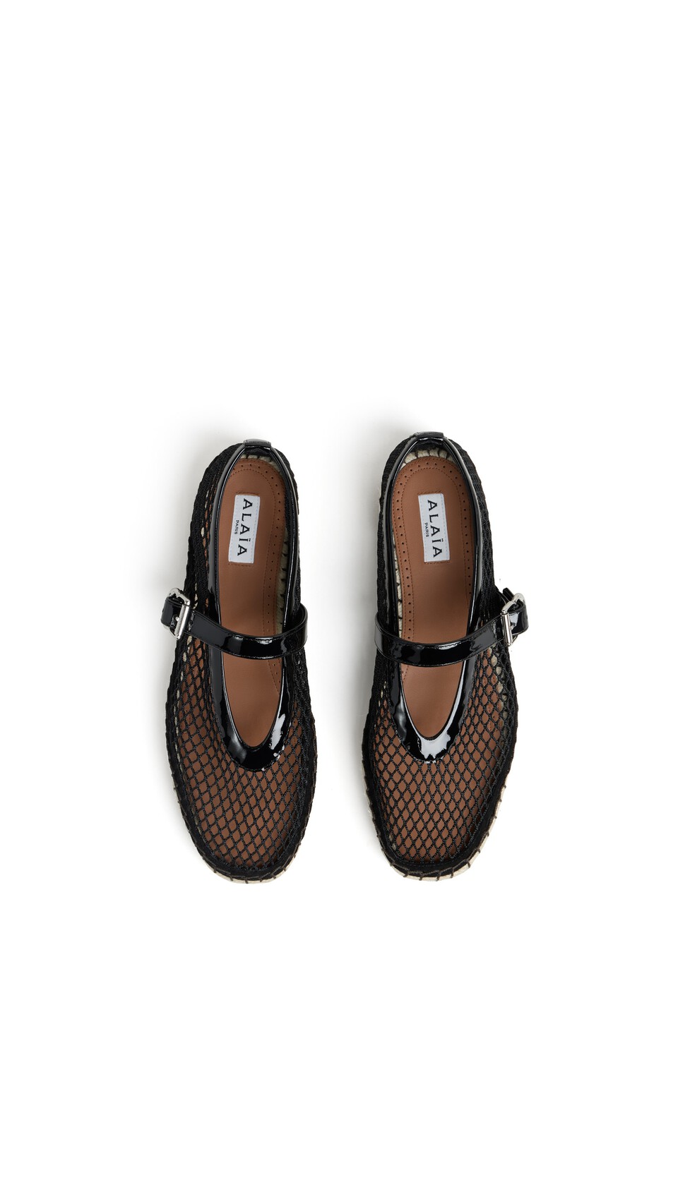 ALA&Iuml;A ESPADRILLES IN FISHNET AND PATENT LEATHER BLACK - View 4