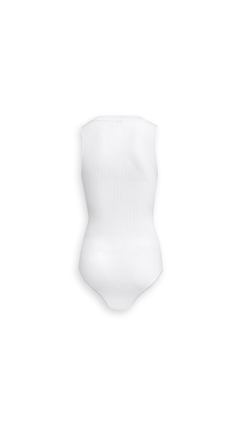 SLEEVELESS RIBBED KNIT BODYSUIT
