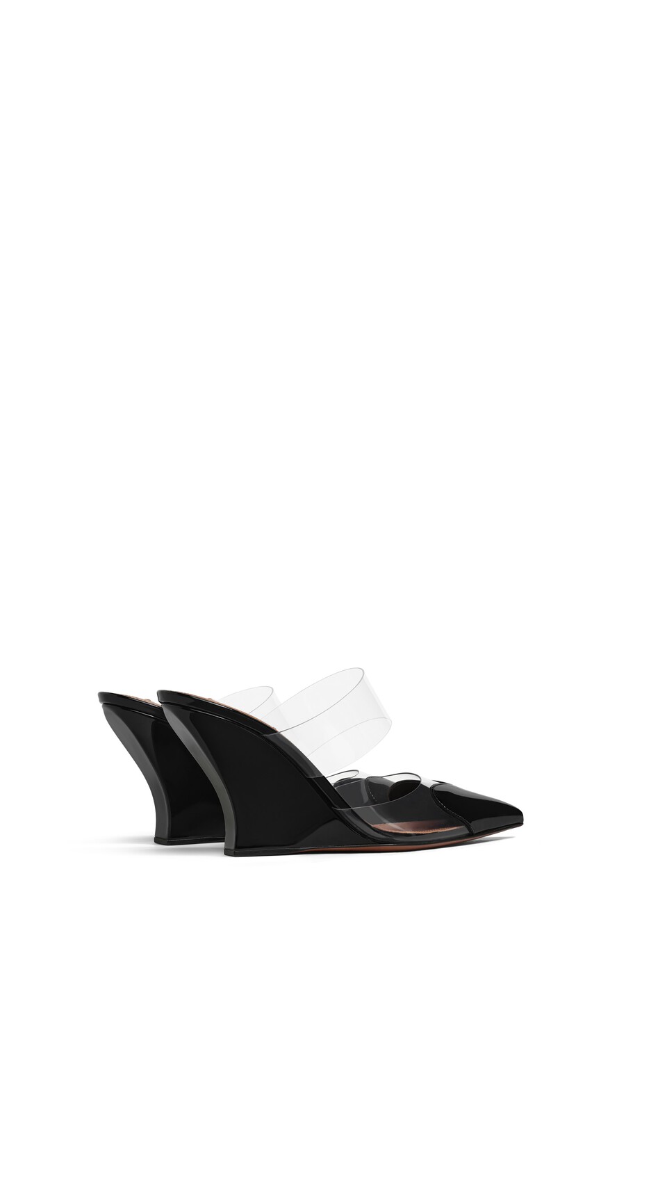 ALA&Iuml;A LE C&OElig;UR WEDGE MULES IN PATENT LEATHER BLACK - View 3
