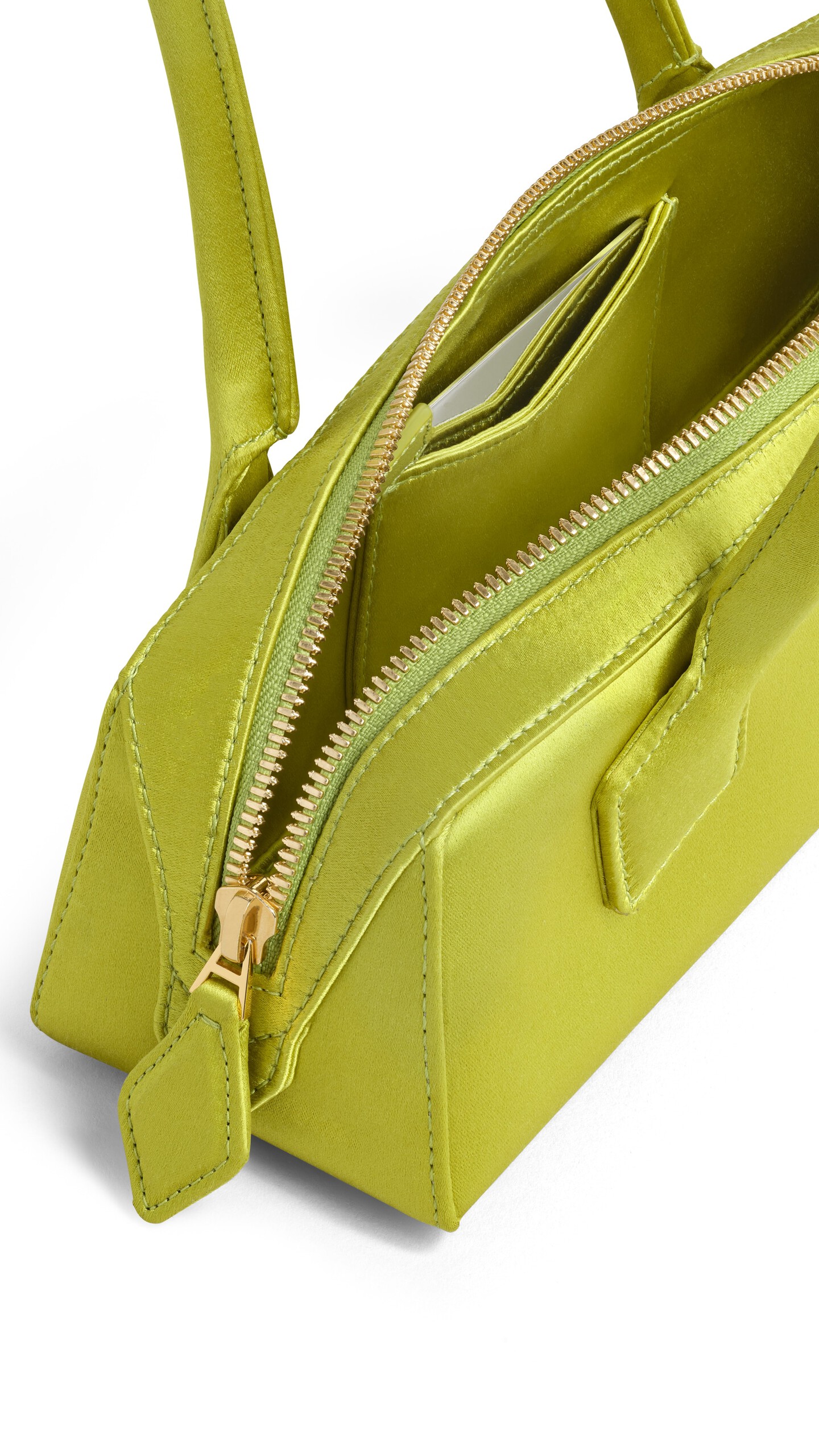 ALA&Iuml;A LE TECKEL SMALL BAG IN SATIN LIME - View 3