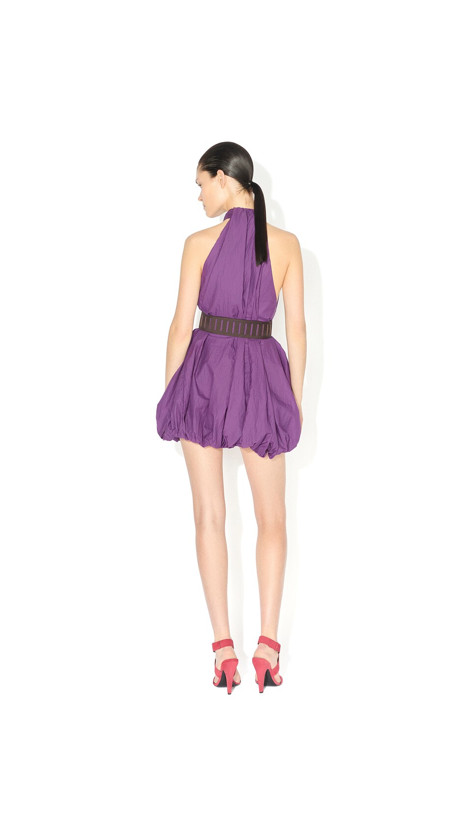 ALA&Iuml;A BALLOON SOFT NYLON DRESS VIOLET - View 3