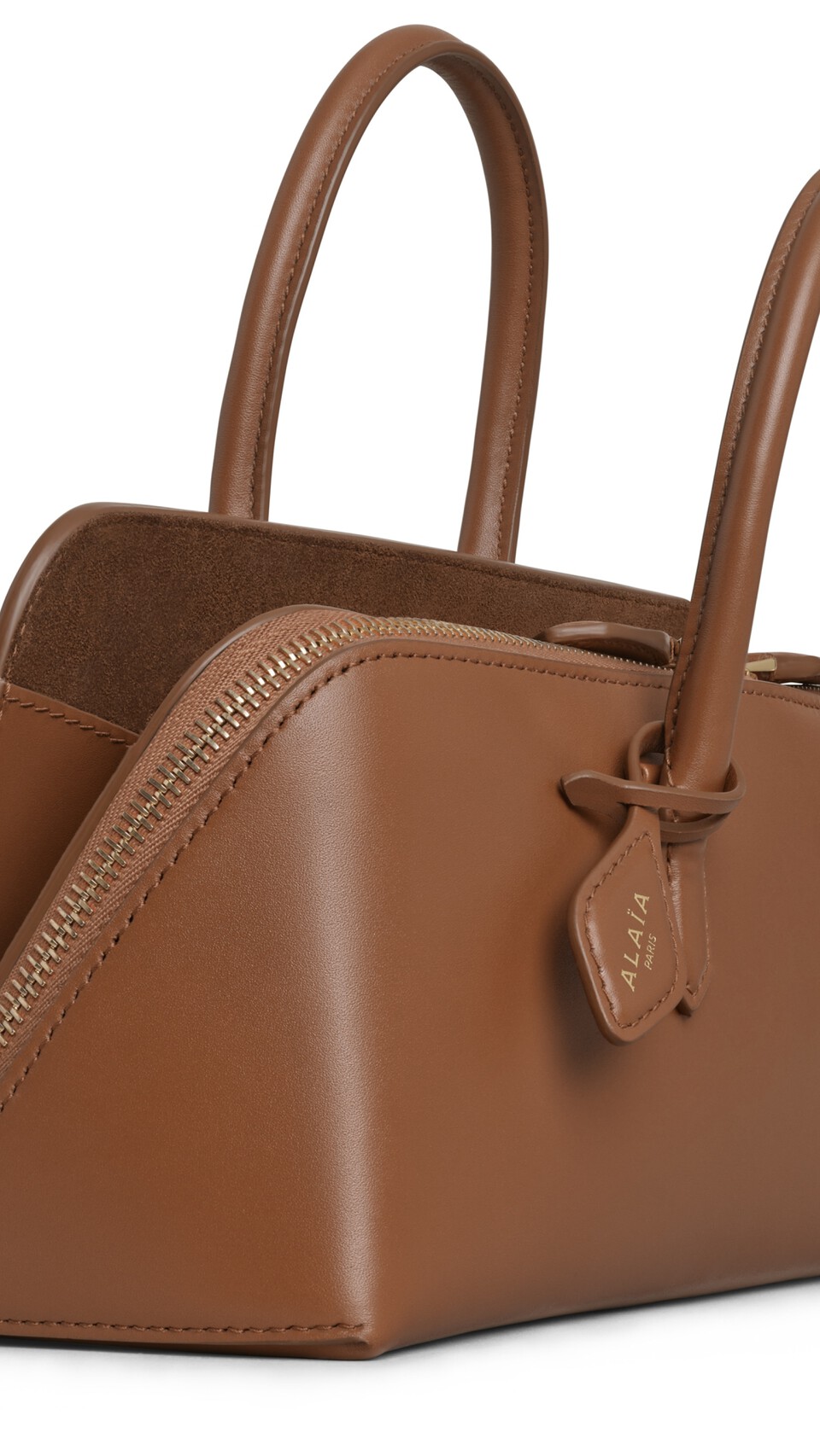 ALA&Iuml;A DELTA SMALL BAG IN BOX CALFSKIN AMBER - View 3