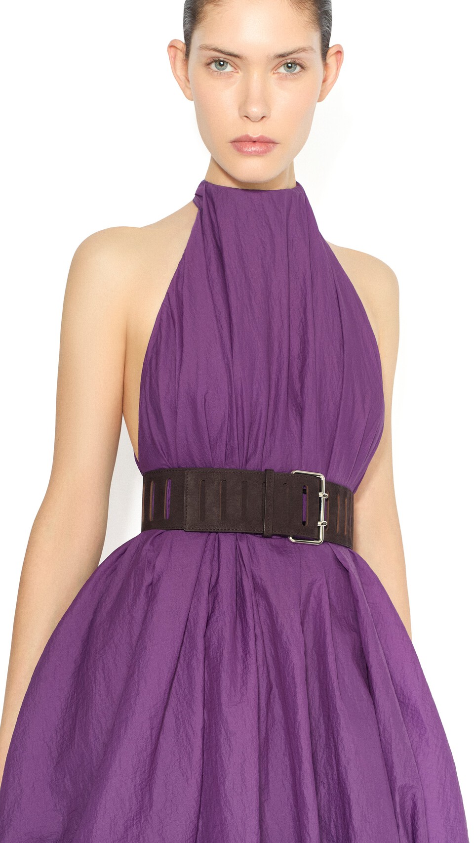 ALA&Iuml;A BALLOON SOFT NYLON DRESS VIOLET - View 4