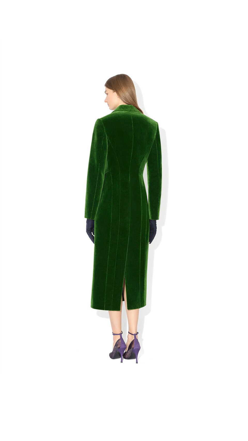ALA&Iuml;A VELVET TAILORED COAT GREEN - View 3