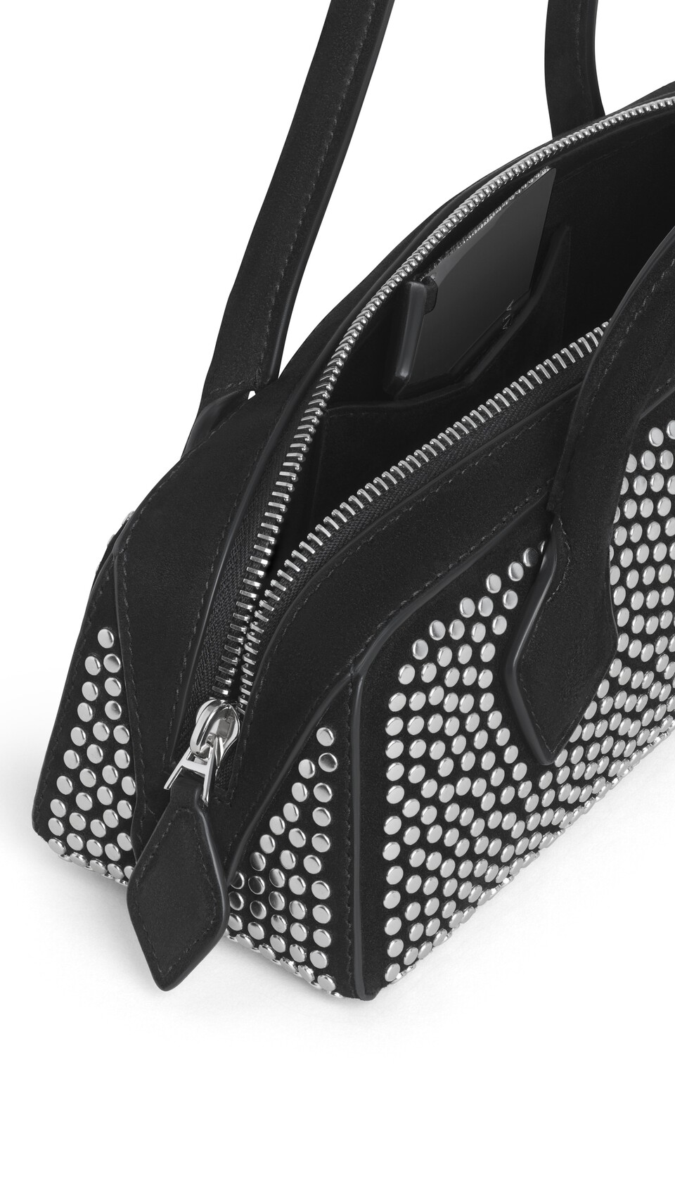 ALA&Iuml;A BORSA LE TECKEL PICCOLA IN PELLE SCAMOSCIATA CON BORCHIE NERO - View 3
