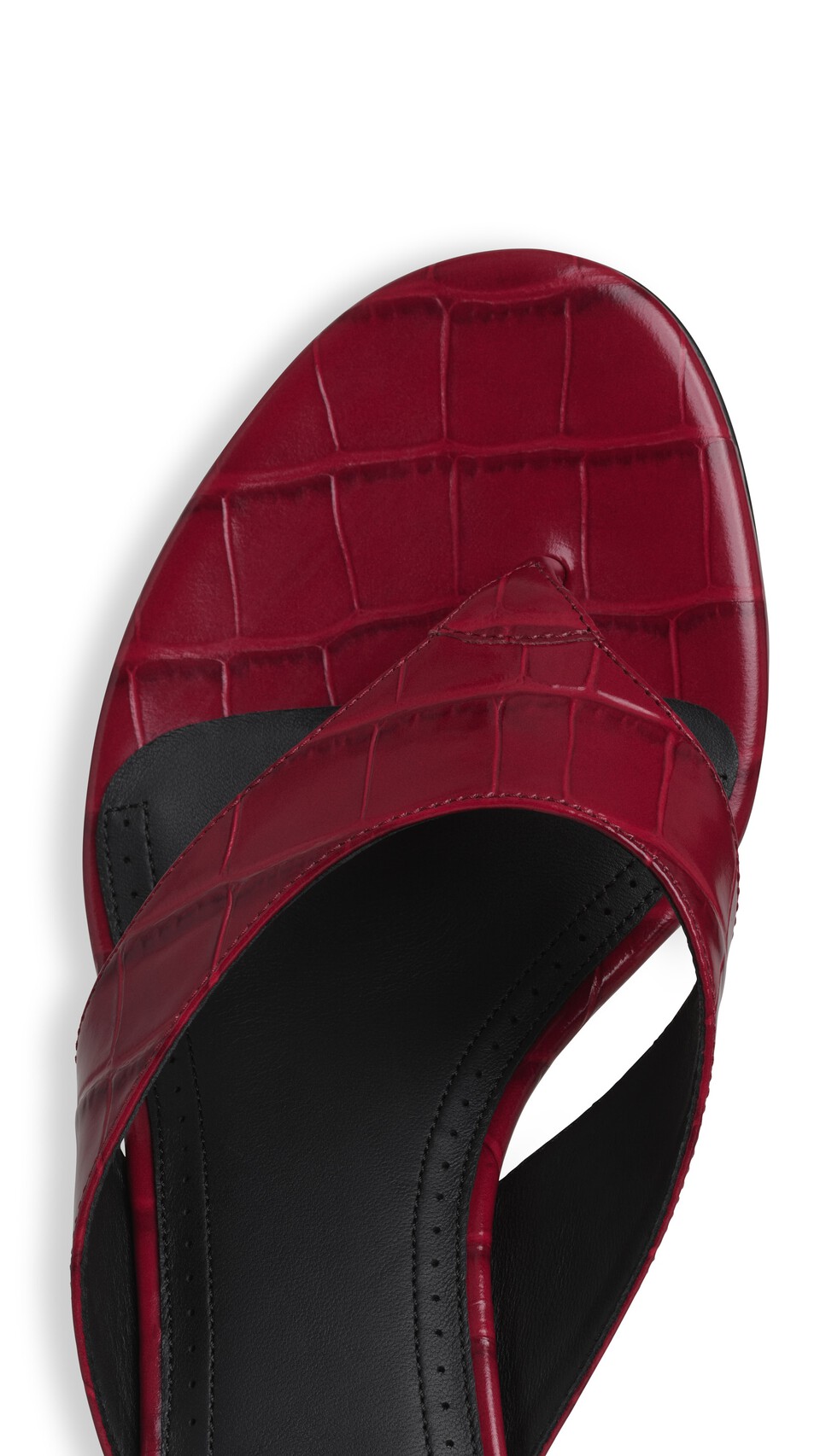 ALA&Iuml;A MULES TONG IN CROCODILE EMBOSSED CALFSKIN CHERRY - View 4