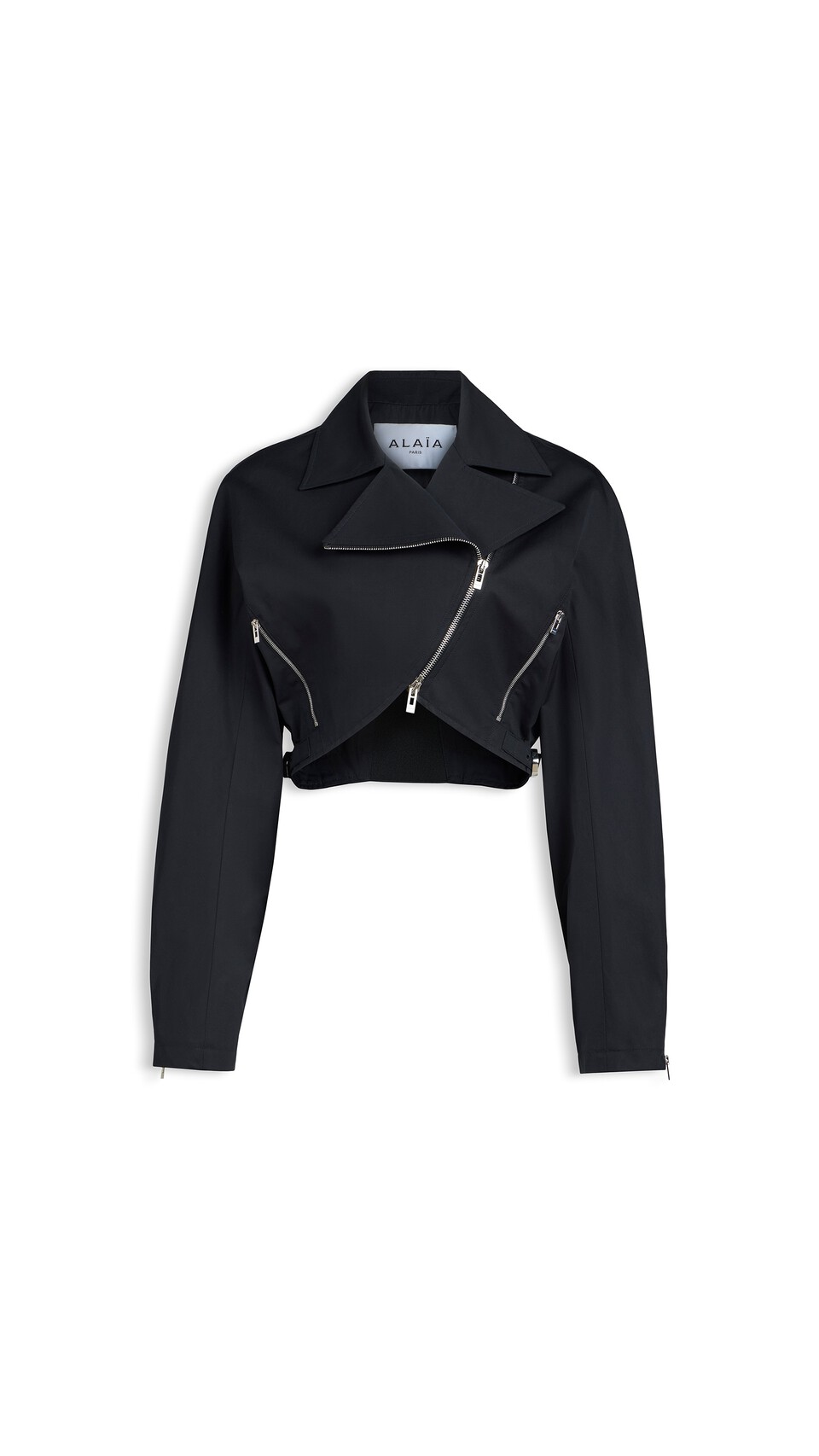 ALA&Iuml;A POPLIN BIKER JACKET BLACK