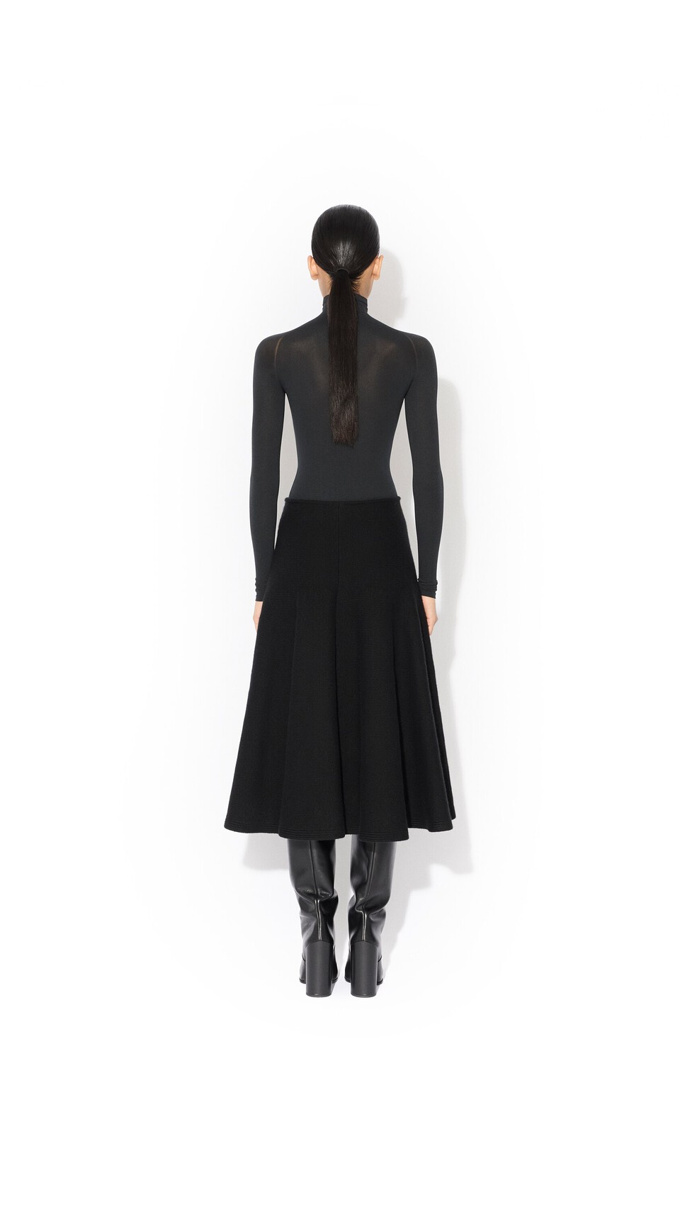 ALA&Iuml;A HIGH NECK SECOND-SKIN KNIT BODYSUIT BLACK - View 4