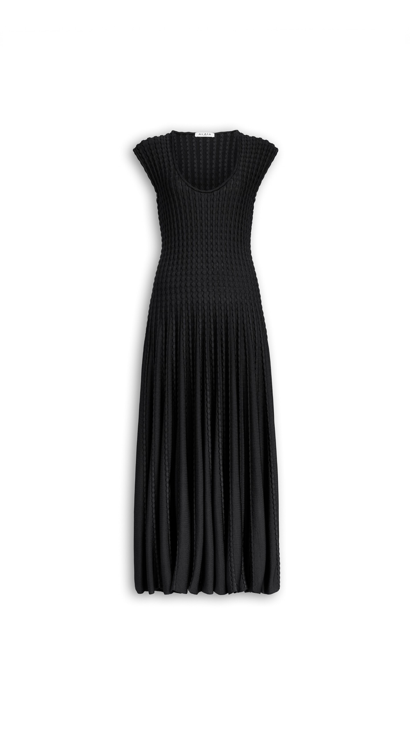 ALA&Iuml;A SCULPTURAL FLARE DRESS BLACK