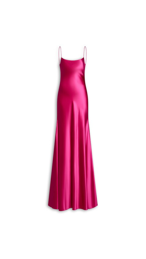 ALA&Iuml;A SLIP SILK DRESS PINK