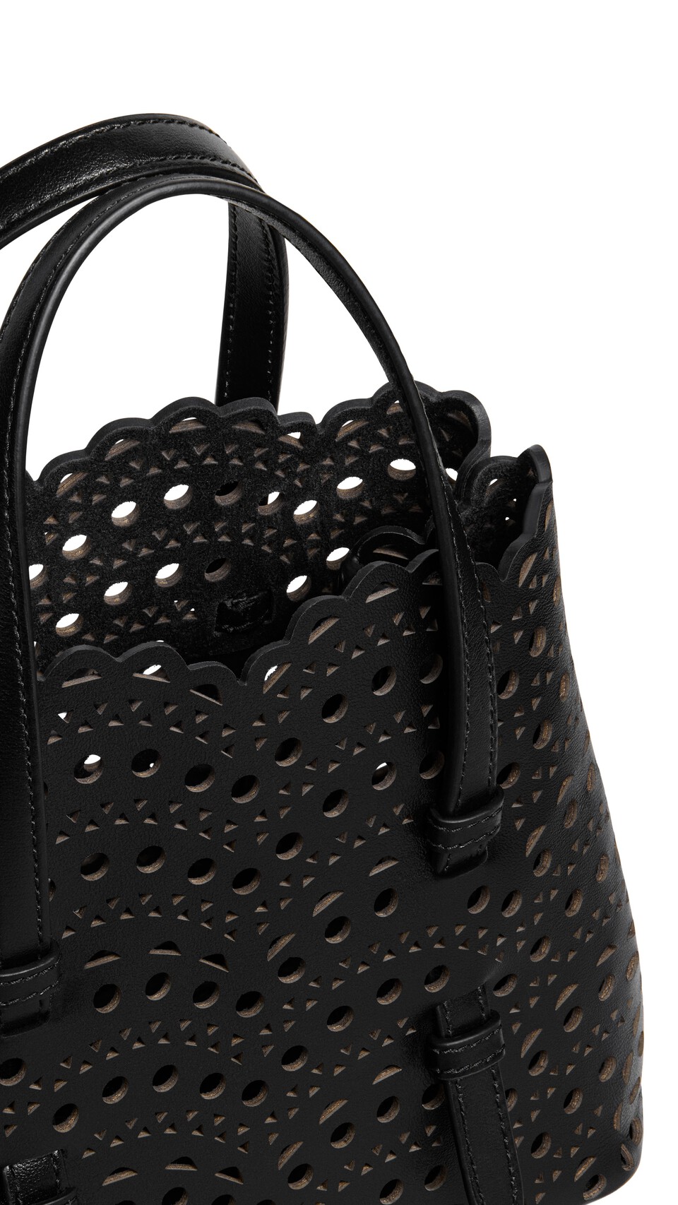 ALA&Iuml;A BORSA MINA 20 IN PELLE DI VITELLO TRAFORATA VIENNE NERO - View 3